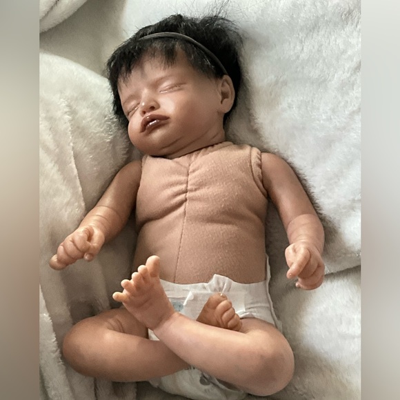 NEW Handmade Hyper Realistic Preemie Newborn Sleeping Reborn Doll with Nuk - Picture 5 of 11